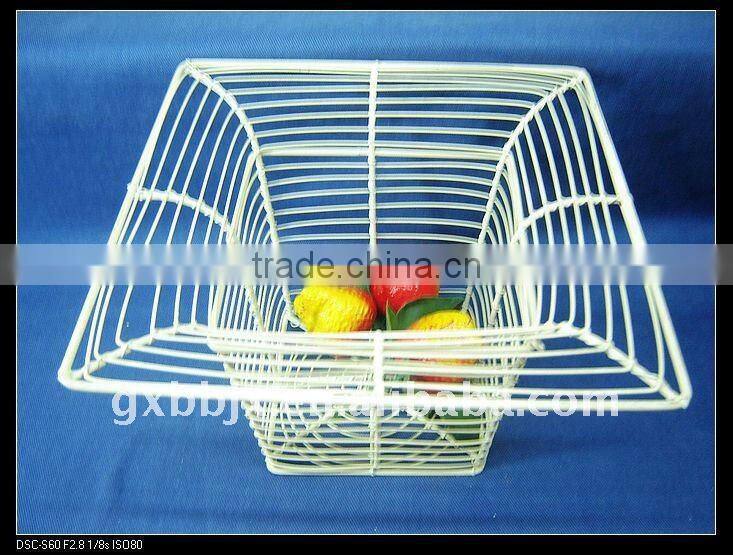 Square creamywhite wire storage basket
