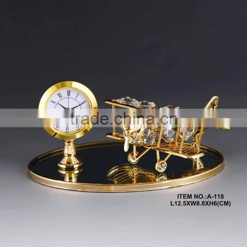 Beautiful 24K gold plated Metal Cross Clock Set for Home Decor