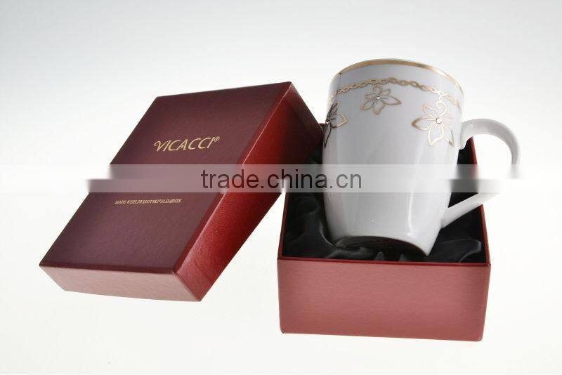 Alibaba Express High Quality Ceramic Bauhinia Flower Mug Made With Swarovski Elements V2008B-090P-CC