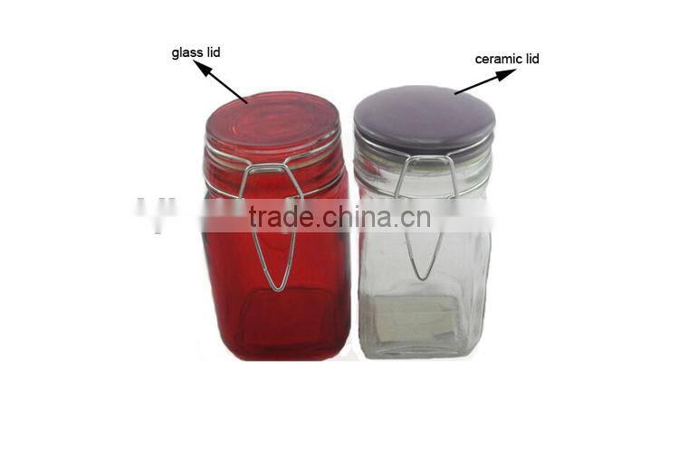 square glass jar locking lid for jerry candy TK13