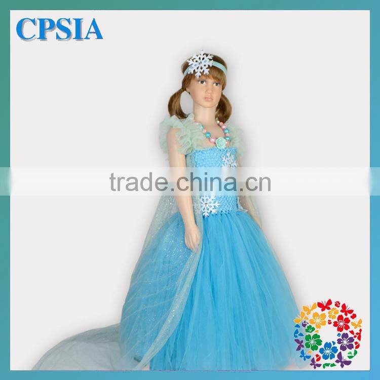 Kids Aqua Snowflake Chiffon Tulle Puffy Tutu Dress Little Girls Winter Formal Dresses