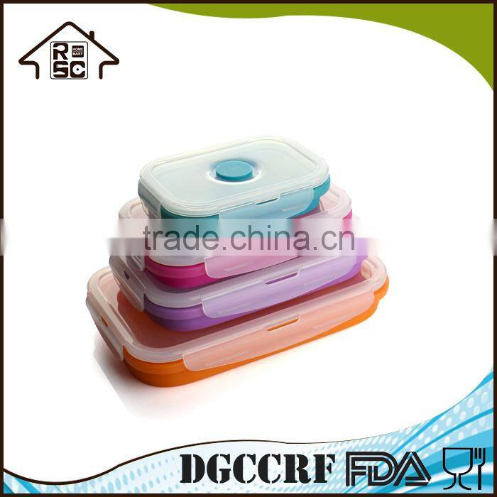 Food Grade Silicone Collapsible Food Container Square