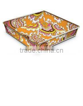 galvanized metal serving tray with cute patterns