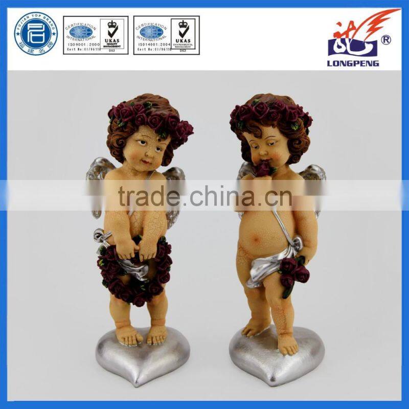 Italian Standing Poly Angel Cherub Statue Indoor Outdoor Garden Decor Resin