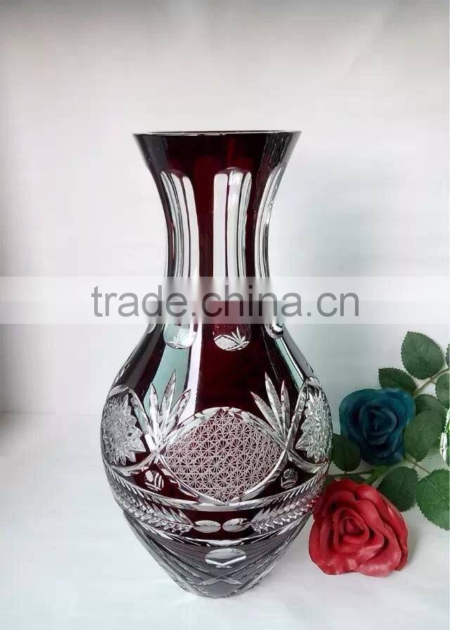 JingYaGe Fashionable Colored Glass Flower Sculptural Crystal Vase Decorative Flower Glass Vase