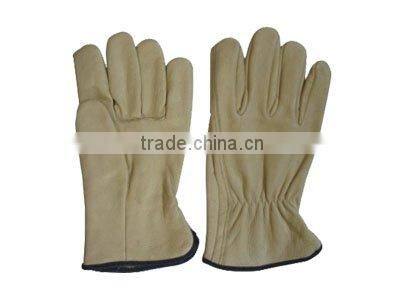 Yellow cow grain leather Winter gloves