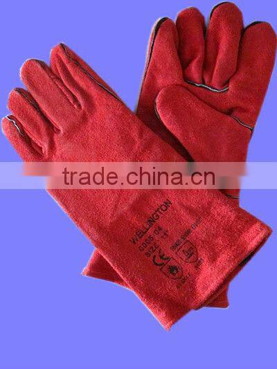 Red Cow Split Leather Work Gloves/Welding Gloves In Guangzhou