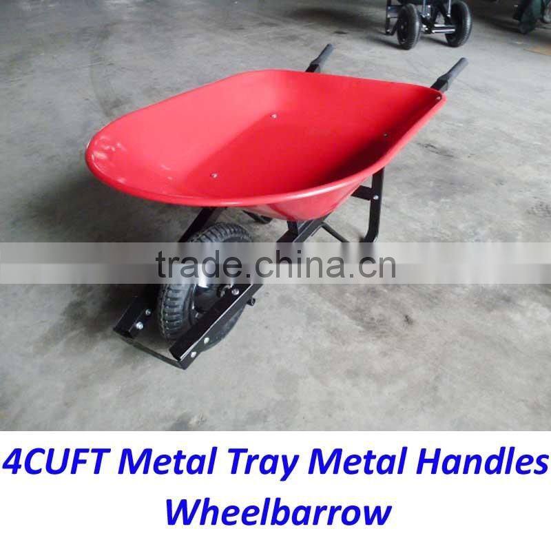 America 4Cuft Metal Tray Metal Handles Wheelbarrow for Gardenning