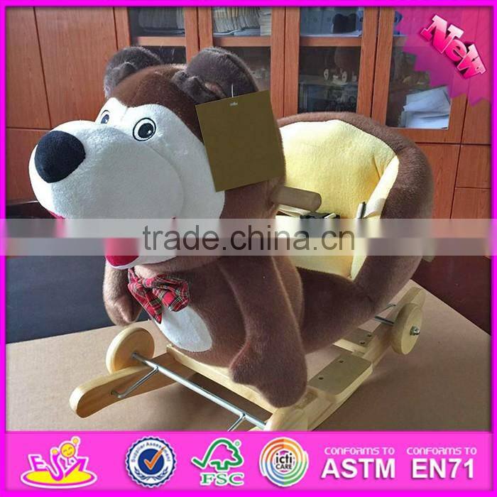 2017 New products baby funny animal with music wooden rocking horse for 2 year old W16D097