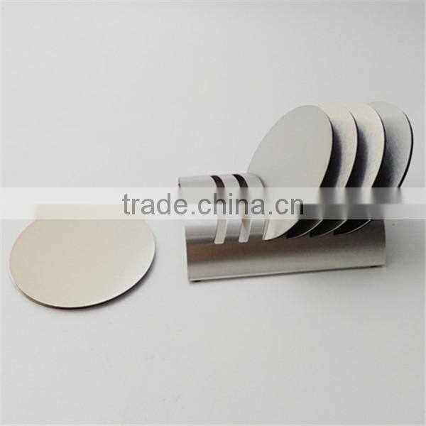 Custom Round Shaped Stainless Steel Cup Coaster Sets with Decorative Rack