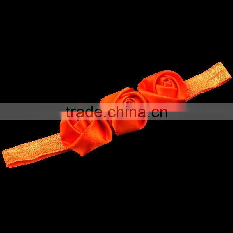handmade satin rose flower headband for kids hair accessories