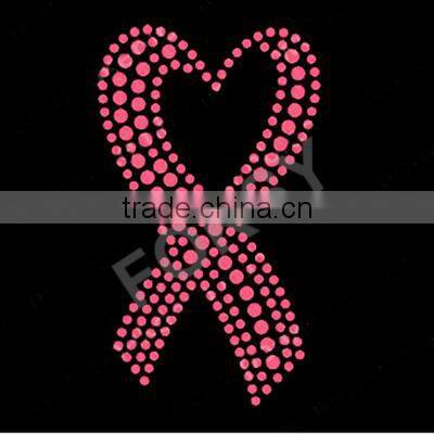 Breast Cancer ribbon glitter rhinestone transfer
