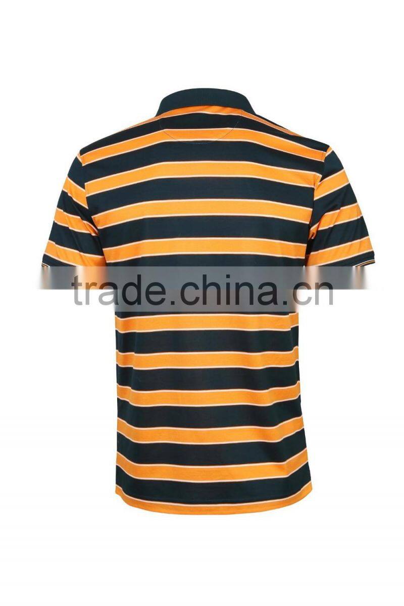 Men's 100%cotton stripe softtextile t shirt polo