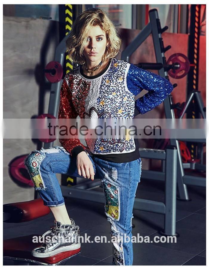 new style personalized women ripped vogue jeans customzied