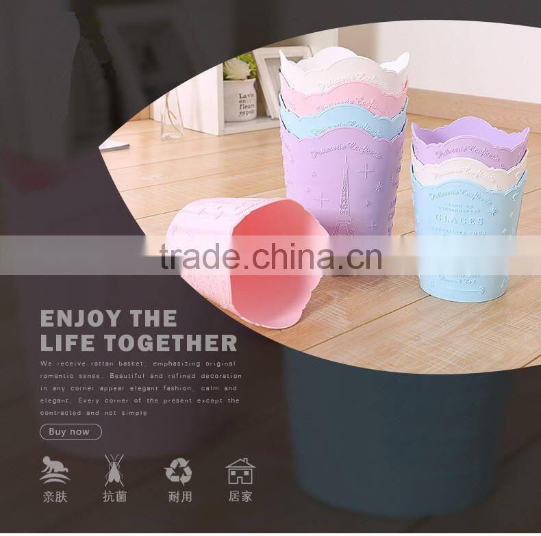 office waste paper garbage open top round plastic trash can