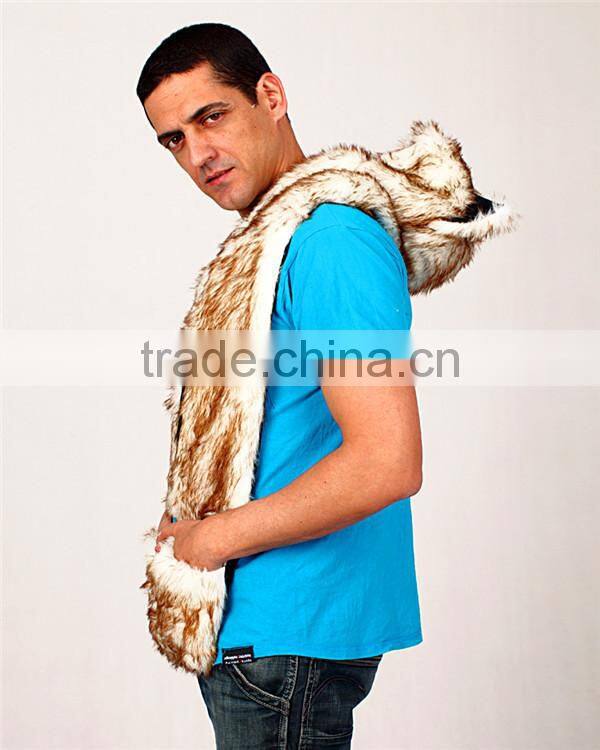 Long eared plush animal head russian style fur winter hat