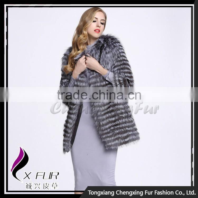 CX-G-A-40B Lastest Design New Fashion Woman Winter Silver Fox Fur Clothes