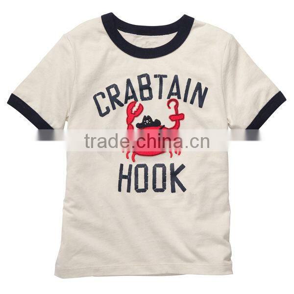 Kids latest styles of boys custom CRAB printed tshirts blank designer wholesale sports tshirts