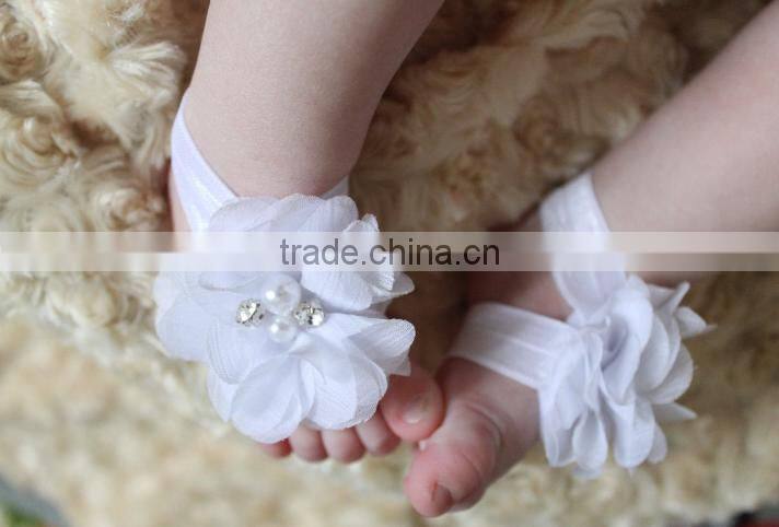 Wholesale foot flower chiffon accessories foot ornaments baby photography shooting props baby pearl foot flowers