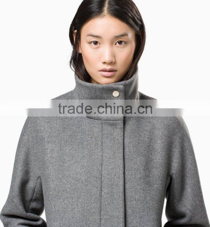 grey color stylish design lady coat