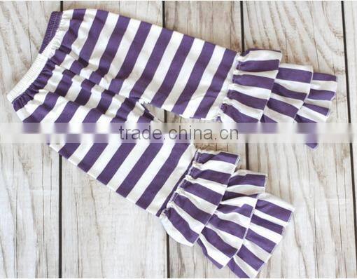 Hot sale strip cotton children's clothing pants wholesale girls triple ruffle short baby girl short hot pants