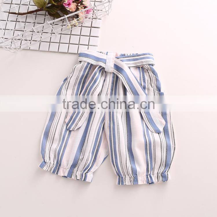 Summer Child clothes set girls clothing flying sleeves round neck t shirt baby striped wide leg pants two piece