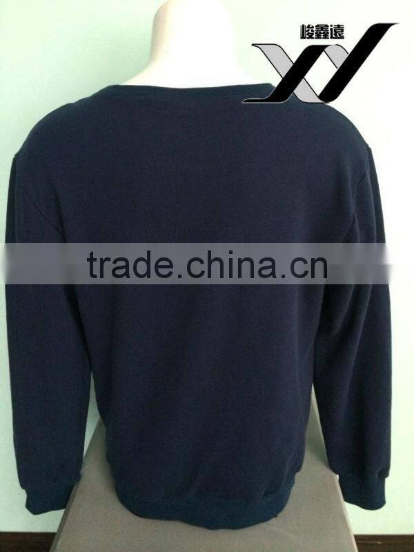 royal blue fashion new design long sleeve men hoodie sweatshirt without hood silk screen printing