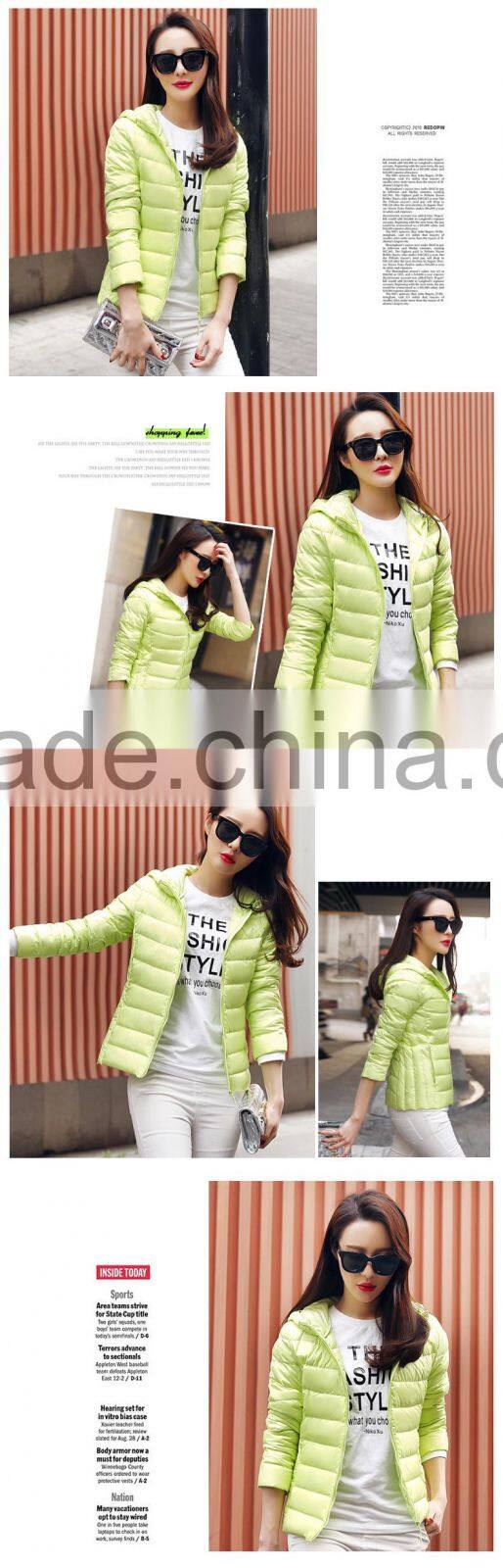 2015 European Woman Short Pure Color Short Duck Down Jacket