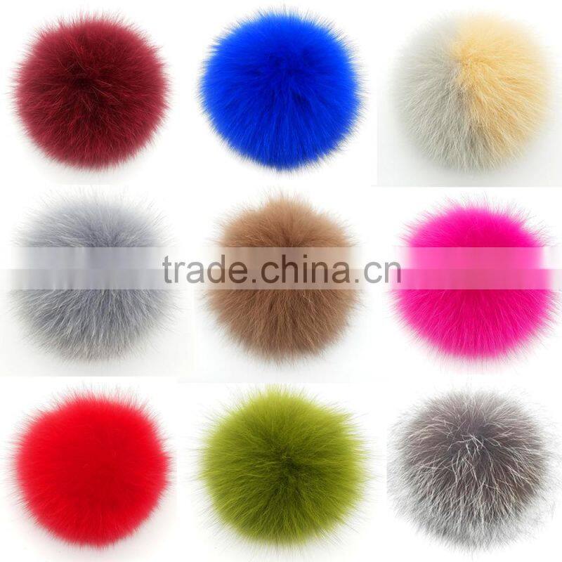 China handmade fox pom poms with 12cm for beanie hat