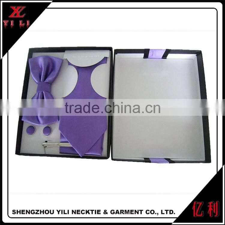 Solid color fashion style tie,bowtie and cufflinks boxes gift sets