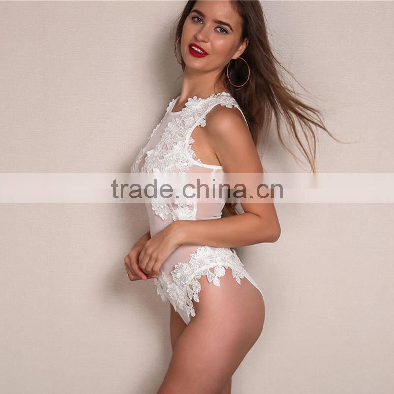 Runwaylover 047 Ladies 2017 Sexy Embroidery Transparent Bodysuits