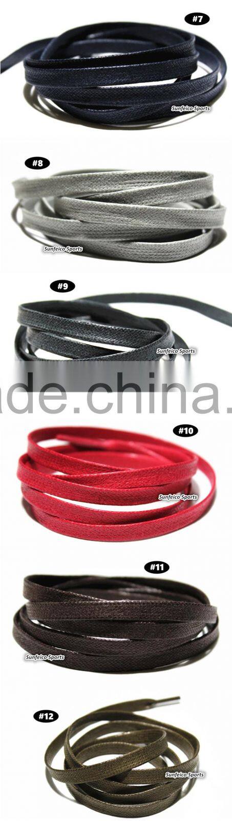 Recycle Waxed Flat Cotton Leather Accessories for All Court-Cross Shoes - All Size - 7-10mm width - Accept Custom - Brown