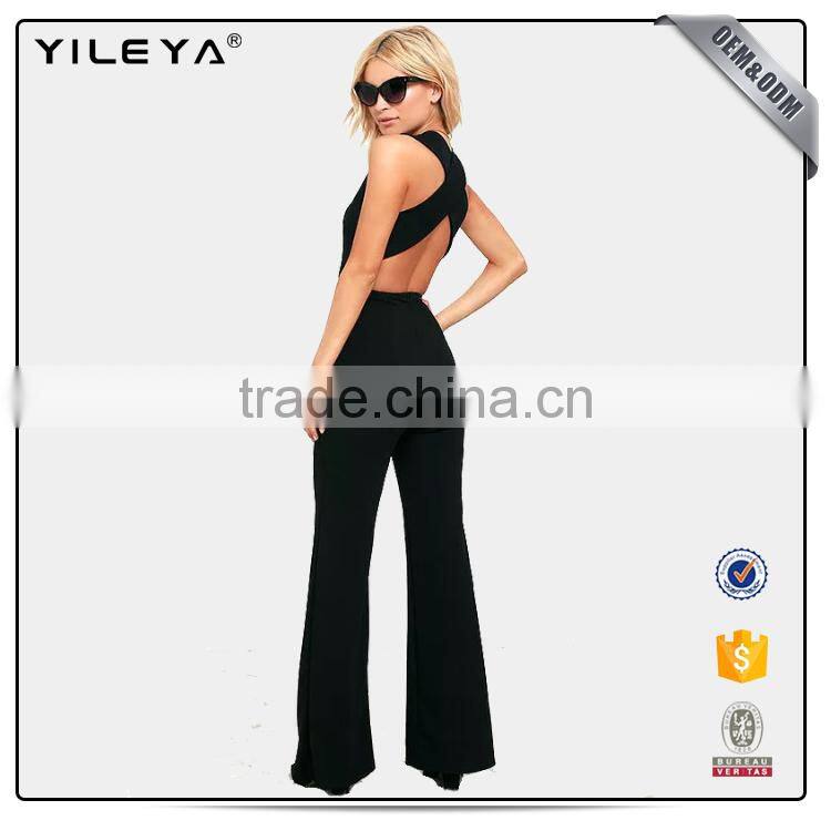 2017 new style sexy jumpsuit lady long romper backless halter white romper jumpsuits