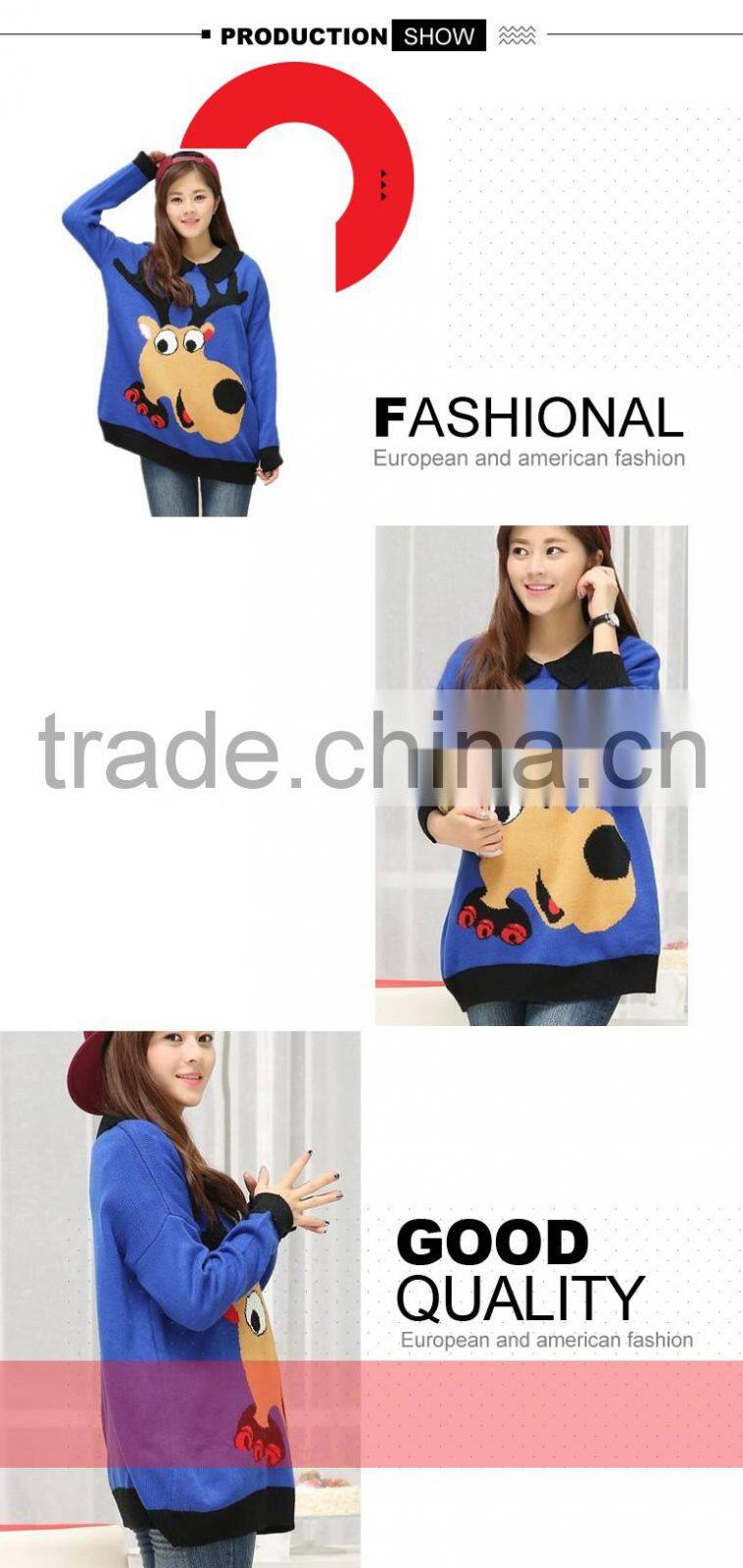 Women's cashmere lovely Reindeer Ugly Christmas Sweater Jumper