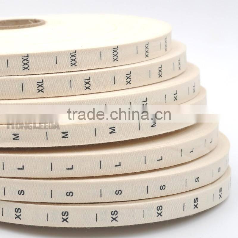 Natural offwhite COTTON size label clothing print tags silk screen garment tags XS-XXXL