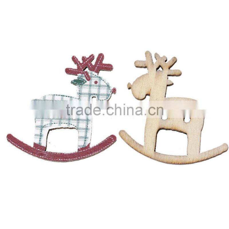 China 29mmx28mm Lattice Christmas Reindeer Two Holes Wood Button for Decorating