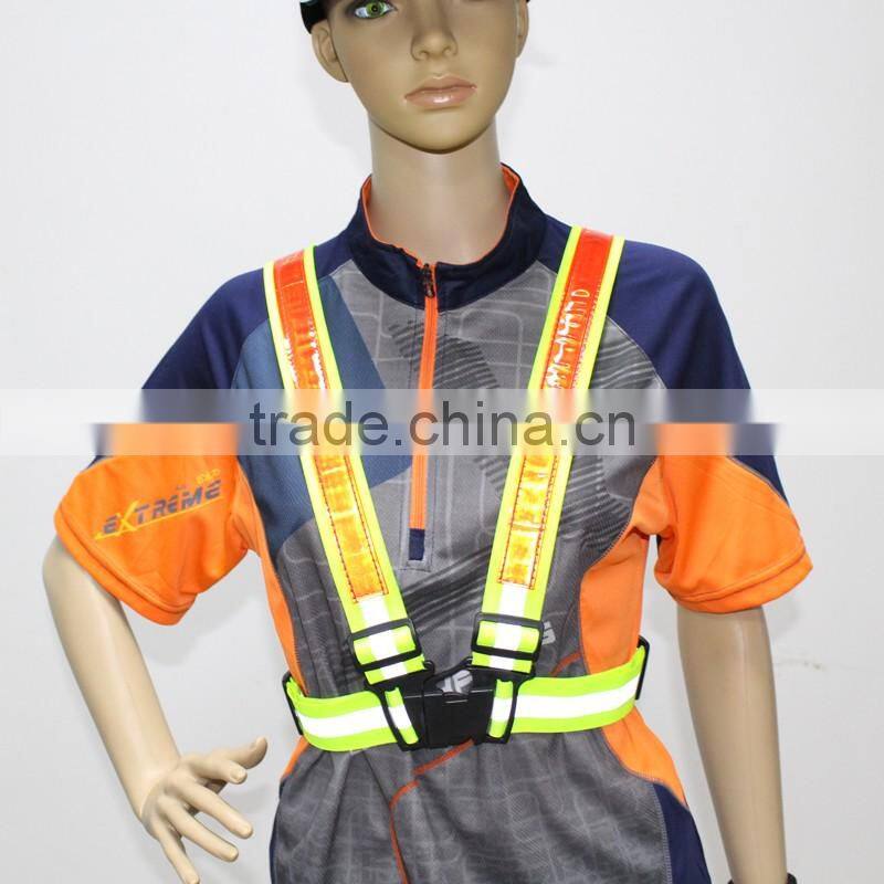 green / blue color high light Reflective tape Rechargeable Flashing LED light Safety Vest belt for cycling