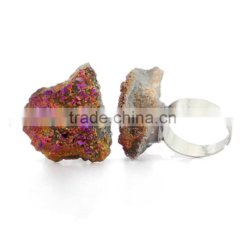 Raw Crystal Natural Stone Irregular Pendant Ring