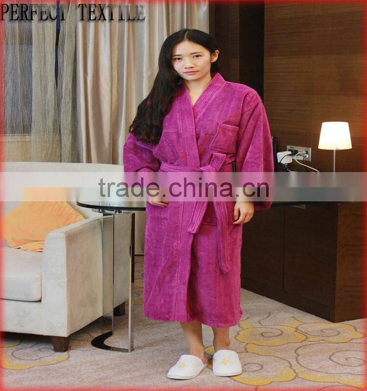 Trendy Design High Quality 100% Cotton velour bathrobe