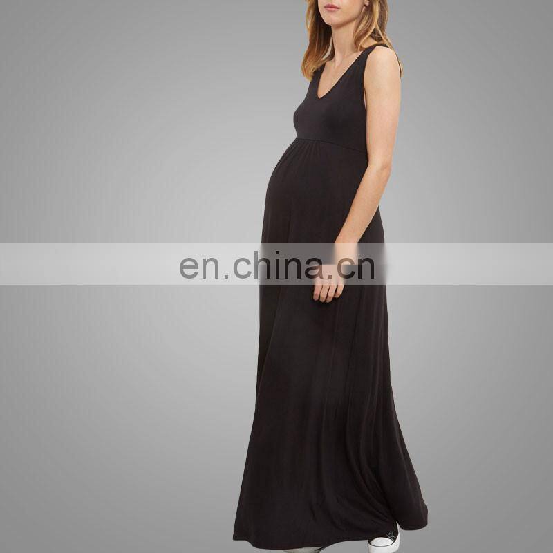 Black bar back maternity maxi dress sleeveless elegant maternity dress