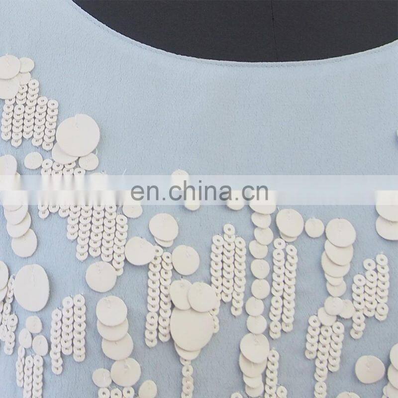 Summer ladies fashion high quality sleeveless blue chiffon blouse