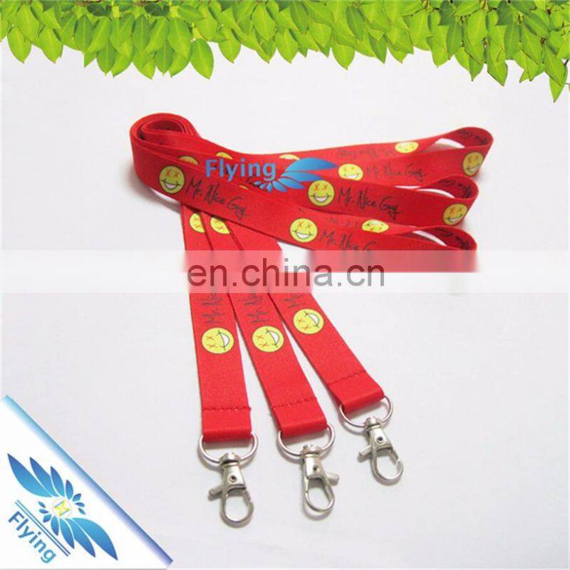 customized color print lanyard heat transfer lanyard cell phone strap with keychain hook