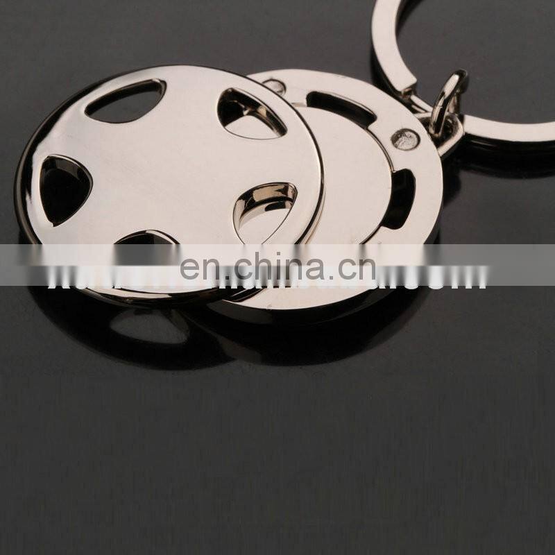 wheel shape openable coin keychain for supermarket gift