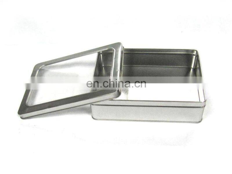 Plain rectangular gift tin box with window