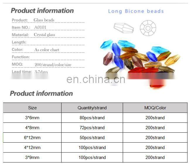 Pujiang wholesale high grade artificial crystal transparent bicone beads with high quality orange 3*6 mm beads for jewelry