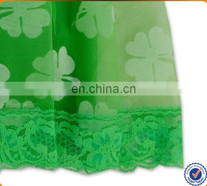 European Stylish Green Shamrock Party Dresses Children Frock Design Maxi Dresses Wholesale Smocked Little Princess Girls Dresses
