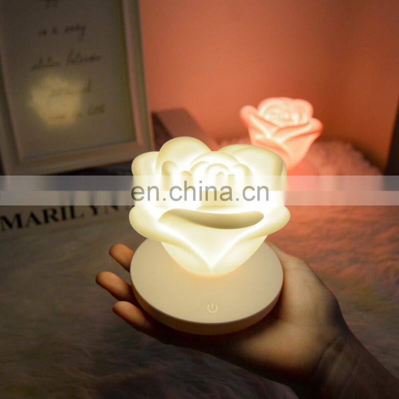 Battery powered rose shaped led light desk lamp for promotion gifts
