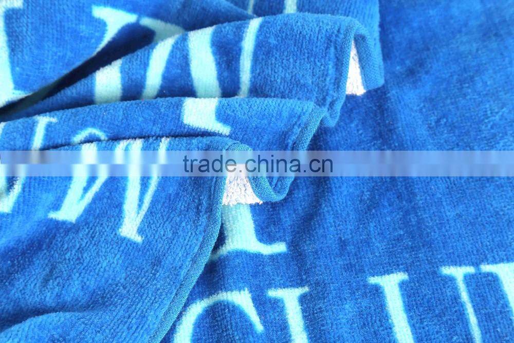 China towel manufactory pure cotton velour reactive printed custom label beach towel