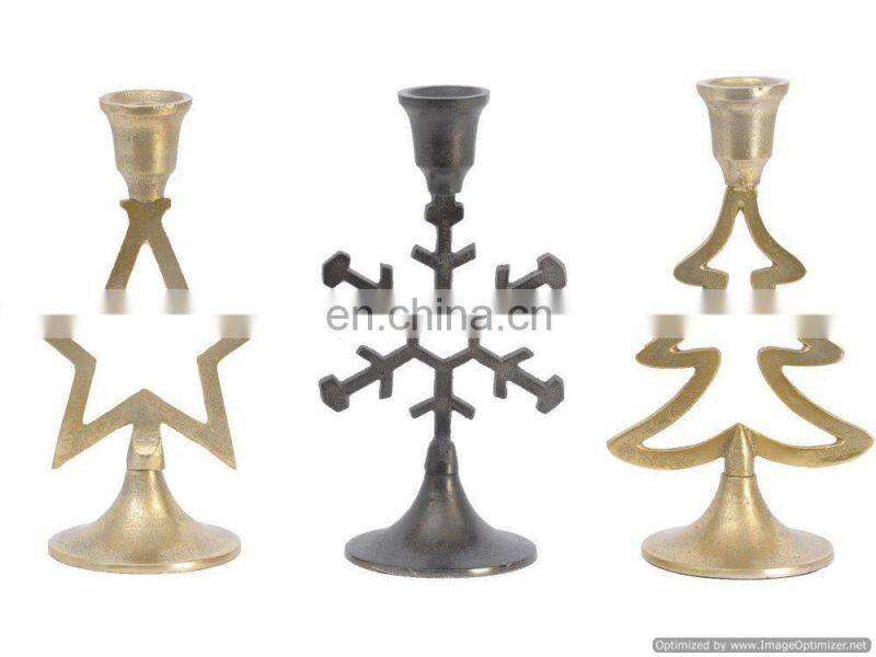 gold Christmas tree candle holder