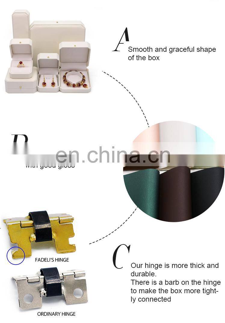 Custom Logo Luxury Jewelry Packaging White Color Pu Leather Ring Box